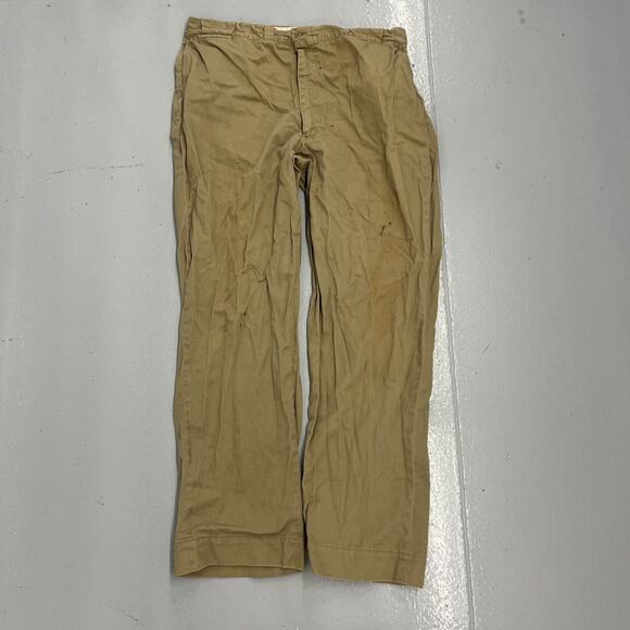 Vintage 50s Tan Sanforized Sail Cloth Workwear Chinos 36x32 - Picture 1 of 4